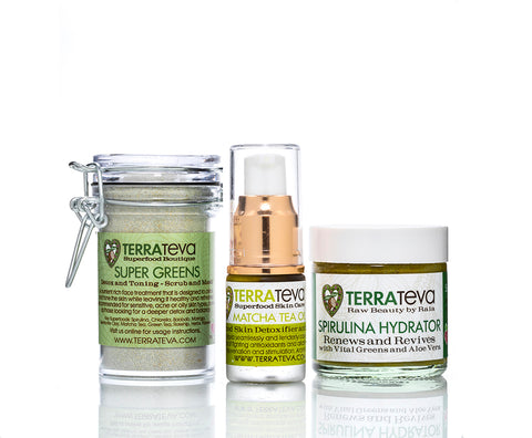 SUPER GREENS Detoxifying Toning Mask and Scrub -Oily, Acne Sensitive, Mature Skin Types